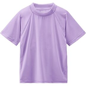 Girls Rash Guard Swim Shirt Short Sleeve for Toddler Kids Youth Rashguard Water Shirt UPF50+ Swimming Fishing Sun SPF Shirt Light Purple 5T