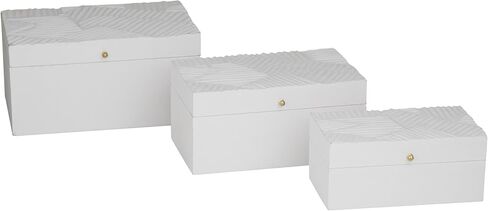 The Novogratz Wood Decorative Box Intricate Carved Decorative Keepsake Boxes with Hinged Lid, Set of 3 Storage Boxes 12", 10", 9"W, Black in Saudi Arabia