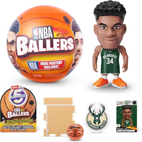 5 Surprise NBA Ballers Series 1 by ZURU, Collectible Mystery Capsule, Toy for Girls, Realistic Miniature Baby, Playset and Accessories in Saudi Arabia