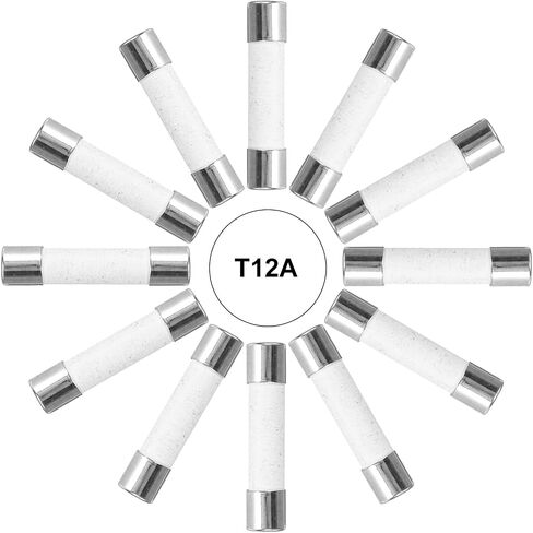 MECCANIXITY 10Pcs 5x20mm Ceramic Fuse 250V Slow Blow Ceramic Fuses Miniature Fuses for LCD TV (T12A) in Saudi Arabia