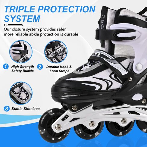 Kids Inline Skates for Boys and Girls, 4 Size Adjustable Inline Skates with All Light Up Wheels for Toddler Kids Beginner Outdoor Indoor Sport in Saudi Arabia