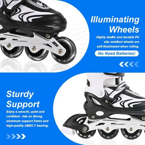 Kids Inline Skates for Boys and Girls, 4 Size Adjustable Inline Skates with All Light Up Wheels for Toddler Kids Beginner Outdoor Indoor Sport in Saudi Arabia