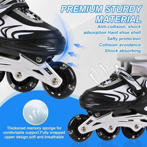 Kids Inline Skates for Boys and Girls, 4 Size Adjustable Inline Skates with All Light Up Wheels for Toddler Kids Beginner Outdoor Indoor Sport in Saudi Arabia