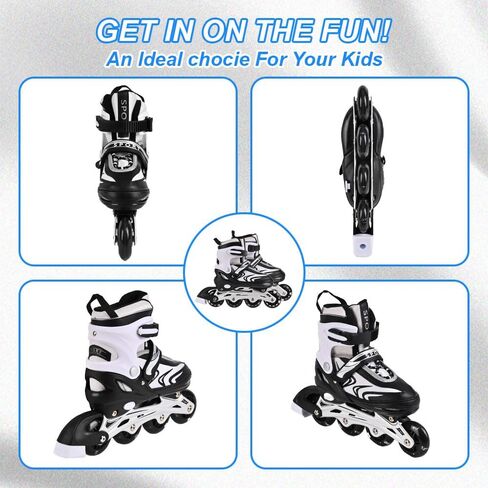 Kids Inline Skates for Boys and Girls, 4 Size Adjustable Inline Skates with All Light Up Wheels for Toddler Kids Beginner Outdoor Indoor Sport in Saudi Arabia