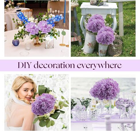 Crowye 6 Bundles 30 Heads Hydrangea Silk Flowers Large Artificial Hydrangea Flowers Heads with 18.5'' Long Stems Faux Hydrangea Bouquets for Home Table Centerpieces Wedding Party Decoration(Blue) in Saudi Arabia