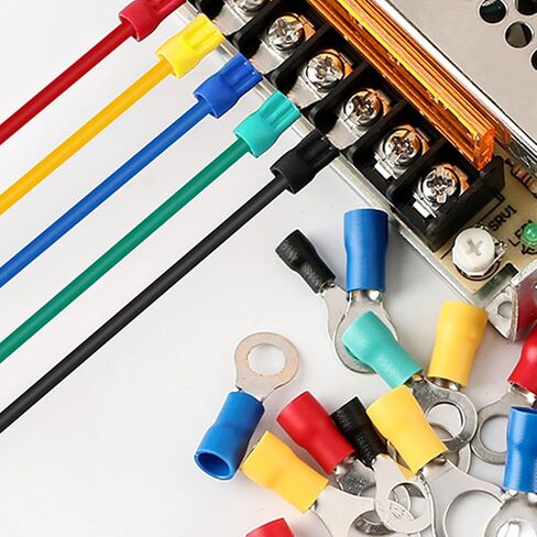 200Pcs #8 Ring Terminals,AWG 22-16 Insulated Electrical Crimp Terminals,O-Type Crimp Connector Wire Lugs Battery Cable Terminal Kit(200Black) in Saudi Arabia