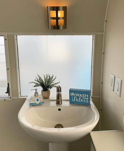 Sukha Home Wash Your Palms Wood Bathroom Sign, Palm Tree Decor, Beach Themed Bathroom Decor, Beachy Decorations Home Decor, Coastal Shelf or Wall Decor - Blue in Saudi Arabia