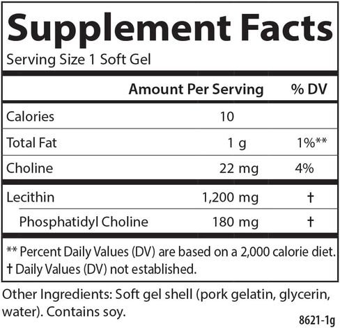 Carlson - Lecithin, Non-GMO, 1200 mg, Nervous System & Liver Function, Unbleached Soy Lecithin, 100 Softgels in Saudi Arabia