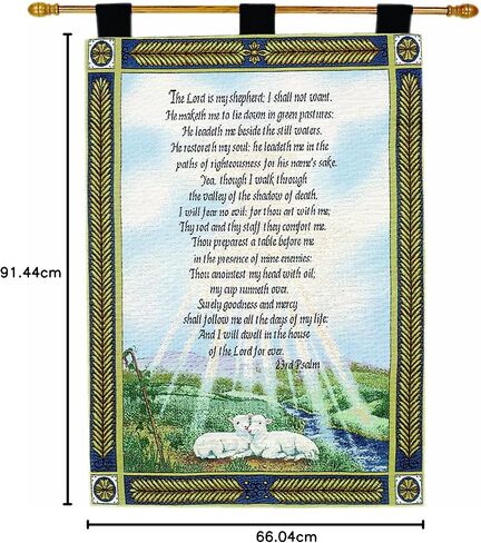 Manual Inspirational Collection 26 X 36-Inch Wall Hanging and Finial Rod, 23rd Psalm in Saudi Arabia