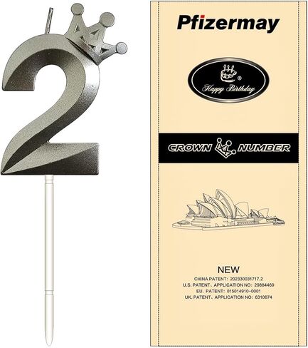 شمعة عيد ميلاد رقم 3 بتصميم تاج ثلاثي الأبعاد لتزيين الكيك لمدة ثلاث سنوات وشموع عيد ميلاد سعيد والذكرى السنوية (تاج-3، أسود) in Kuwait