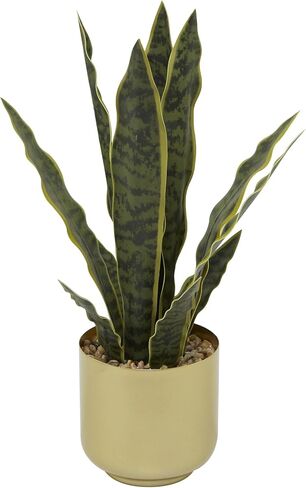 Deco 79 The Novogratz Faux Foliage Snake Artificial Plant with Realistic Leaves and Gold Porcelain Pot, 13" x 11" x 20", Green in Saudi Arabia