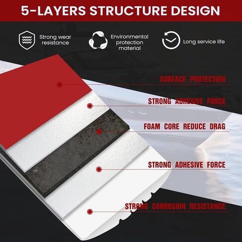واقي عارضة للقوارب المصنوعة من الألياف الزجاجية وقارب الألومنيوم، يحمي القارب من الصخور والشاطئ والمنحدر، لاصق فائق وواقي حماية لعارضة القارب بسمك 0.27 بوصة، سهل التركيب، عرض 5.2 بوصة، طول 6 أقدام in Kuwait