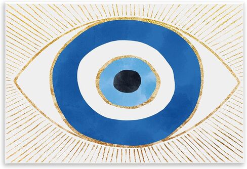 Stupell Industries Evil Eye Shape Striped Mati Symbol Wood Wall Art, Design by Ziwei Li, Wall Plaque, 15 x 10 in Saudi Arabia