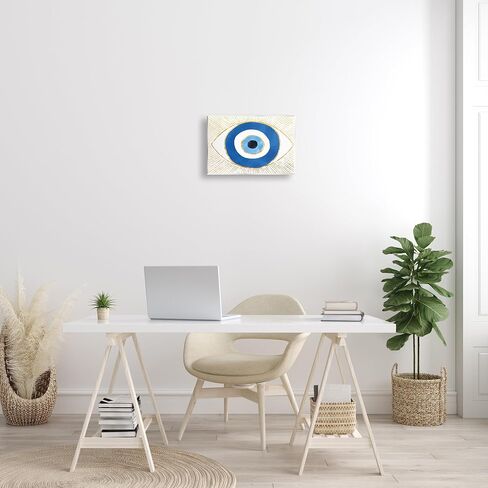 Stupell Industries Evil Eye Shape Striped Mati Symbol Wood Wall Art, Design by Ziwei Li, Wall Plaque, 15 x 10 in Saudi Arabia
