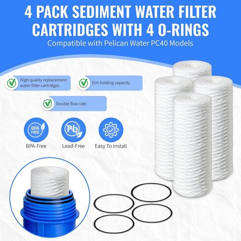 CFS COMPLETE FILTRATION SERVICES EST.2006 Compatible Replacement for PC40 & 10" Housing Models. 5 Micron Sediment Replacement Filter by CFS (Pack of 2) in Saudi Arabia