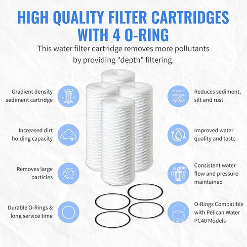 CFS COMPLETE FILTRATION SERVICES EST.2006 Compatible Replacement for PC40 & 10" Housing Models. 5 Micron Sediment Replacement Filter by CFS (Pack of 2) in Saudi Arabia