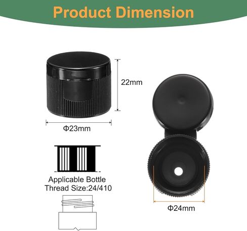 uxcell 36pcs 24/410 Flips Top Caps For Bottles, Replacement Plastic Reusable Non-Spill Bottle Lid for Squeeze Bottles, Refillable Bottles, Plastic, Empty, Shampoo Bottles, Black in Saudi Arabia
