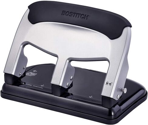 Bostitch Office EZ Squeeze Heavy Duty 3 Hole Punch, 40-Sheet Capacity, Use Less Force, Perfect for Home Office School Supplies, Sleek Design, Silver in Saudi Arabia