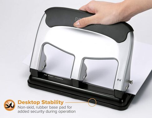 Bostitch Office EZ Squeeze Heavy Duty 3 Hole Punch, 40-Sheet Capacity, Use Less Force, Perfect for Home Office School Supplies, Sleek Design, Silver in Saudi Arabia