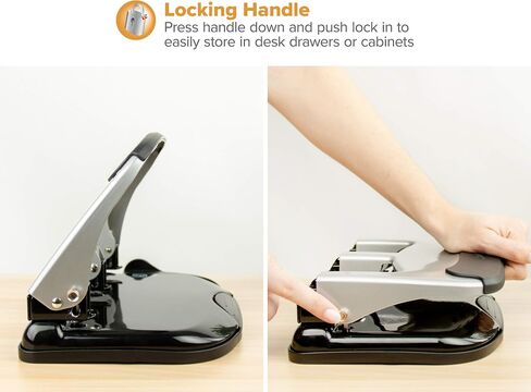 Bostitch Office EZ Squeeze Heavy Duty 3 Hole Punch, 40-Sheet Capacity, Use Less Force, Perfect for Home Office School Supplies, Sleek Design, Silver in Saudi Arabia