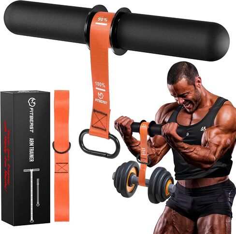 FitBeast Forearm Strengthener & Wrist Roller with Thickened Handle, Forearm Exerciser with Adjustable Nylon Strap, 220lbs Capacity - Ideal for Wrist, Forearm, Grip, and Arm Workouts, Grip Strength Trainer in Saudi Arabia