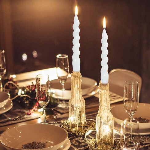 Spiral Taper Candle H7.8inch,Set of 2 Tapered Candles, Smokeless,Long Candle,Conical Stick Candles, Home Dinner, Party, Wedding, Halloween, Christmas (2, red, 2pc20cm) in Kuwait