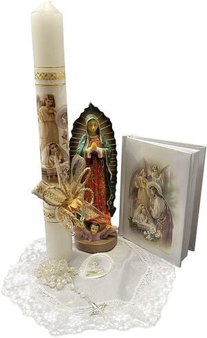Lito First Communion Candle Set for Boys- White Candle Set Kit for Holy 1st Communion with Figurine - Spanish in Saudi Arabia