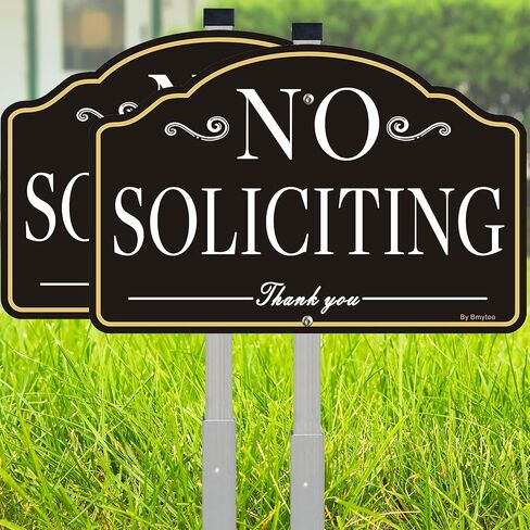 1 Pack No Soliciting Sign for House- with 28" Alloy Stake - 12" x 8" Metal No Soliciting Yard Sign for Home- Aluminum No Solicitors Sign - No Solicitation Signs for Home - No Fade & Rust-Free in Saudi Arabia
