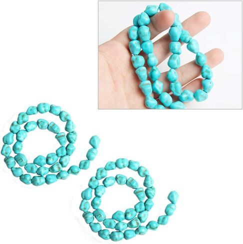 Wixine 2Pcs Blue Turquoise Gemstone 12mm Freeform Nugget Spacer Loose Beads in Saudi Arabia