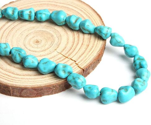 Wixine 2Pcs Blue Turquoise Gemstone 12mm Freeform Nugget Spacer Loose Beads in Saudi Arabia