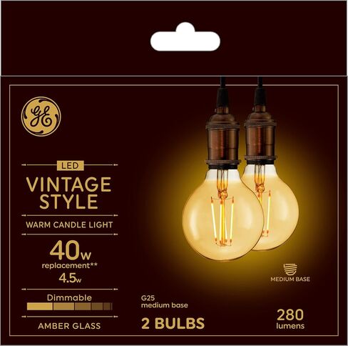 GE Vintage Style LED Light Bulb, 40 Watt, Amber Finish, G25 Globe Bulb (1 Pack) in Saudi Arabia