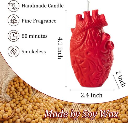 Zainpe Anatomical Heart Shaped Candle Gift Pine Fragrance Natural Soy Wax Handmade Aromatherapy Candle Home Aesthetic Decor Desk Decoration for House Bedroom Party Supplies Rose Pink 2.4 x 4.1 in in Kuwait