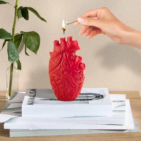 Zainpe Anatomical Heart Shaped Candle Gift Pine Fragrance Natural Soy Wax Handmade Aromatherapy Candle Home Aesthetic Decor Desk Decoration for House Bedroom Party Supplies Rose Pink 2.4 x 4.1 in in Kuwait