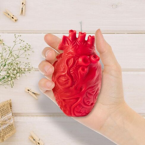 Zainpe Anatomical Heart Shaped Candle Gift Pine Fragrance Natural Soy Wax Handmade Aromatherapy Candle Home Aesthetic Decor Desk Decoration for House Bedroom Party Supplies Rose Pink 2.4 x 4.1 in in Kuwait