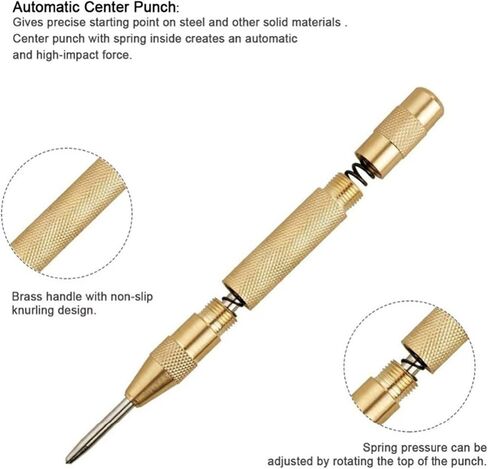 Step Drill Bits, 5PCS HSS Titanium Coated Step Drill Bit Set, with Automatic Center Punch, Covering 50 Sizes High Speed Steel Step Bits for Metal with Aluminum Case Black Gold in Saudi Arabia
