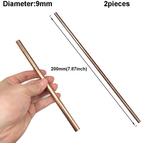 2PCS Pure Copper Round Rod (Diameter 9mm Length 200mm) 99.9% Solid Copper Rod,Used for Metal Working and Metal DIY Process in Saudi Arabia