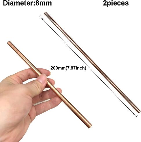 2PCS Pure Copper Round Rod (Diameter 9mm Length 200mm) 99.9% Solid Copper Rod,Used for Metal Working and Metal DIY Process in Saudi Arabia
