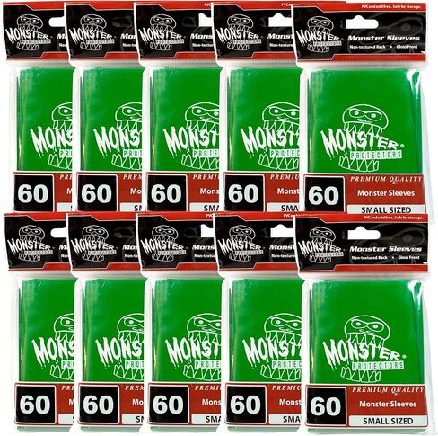 Monster Protectors Card Sleeves(300 Pack) -Small Size(64mm x 89mm) Bright Multi-Color Set of Card Protectors-Compatible with Yugioh & other Collectible TCGs & Sports Cards- Keep cards safe during play in Saudi Arabia