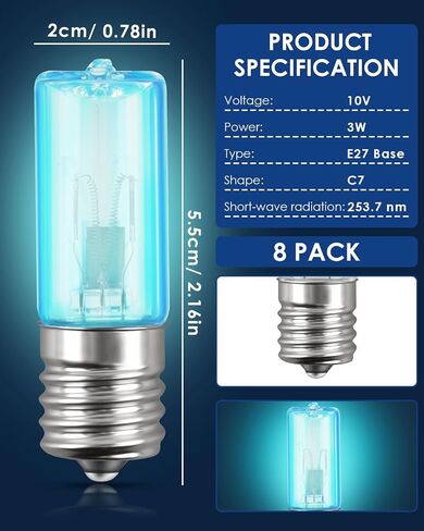 PACETAP LB1000 3W E17 10V UV-C Replacement Lamp Bulb Compatible with Germ Guardian GG1100W, GG1000, GG1100B, GG1000CA, LB-1000, GGH200, 661000CA (4) in Saudi Arabia
