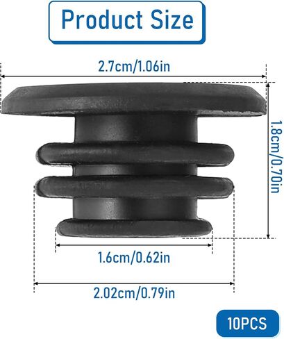 10PCS Handlebar End Plugs, 2.7 cm/1 Inch Bike Handlebar End Caps, Rubber Handlebar Plugs, Mountain Bike Handlebar Ends Bike Cable End Caps for Most Bicycle Grip Bar End Plugs(Black) in Saudi Arabia