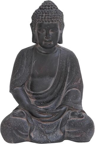 Deco 79 Ceramic Buddha Decorative Sculpture Meditating Home Decor Statue with Engraved Carvings and Relief Detailing, Accent Figurine 8" x 7" x 12", Beige in Saudi Arabia