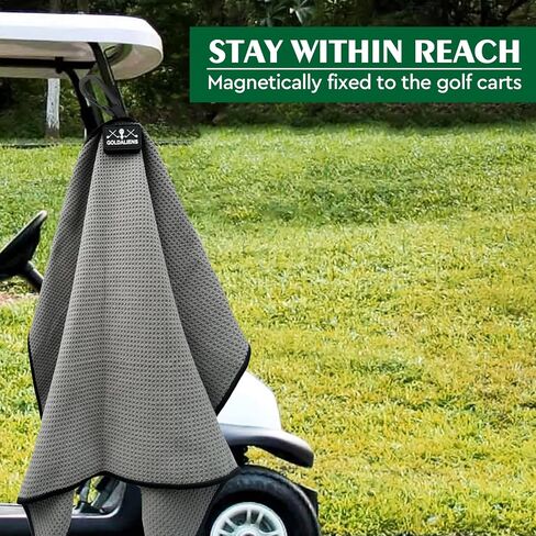 منشفة جولف مغناطيسية للرجال أو النساء مع مشبك، تصميم وافل من الألياف الدقيقة المطبوعة، مغناطيس فائق متصل بمنصات الهبوط المعدنية لعربة الجولف والنادي والحقيبة، ملحقات هدايا نظيفة للاعبي الجولف in Kuwait