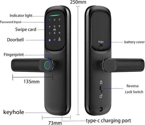 Smart Lock,Fingerprint Keyless Entry Door Lock, Front Door Smart Lock Deadbolt, 8Months Battery, Reliable Power, IP53 Waterproof, BHMA Grade 3 in Saudi Arabia