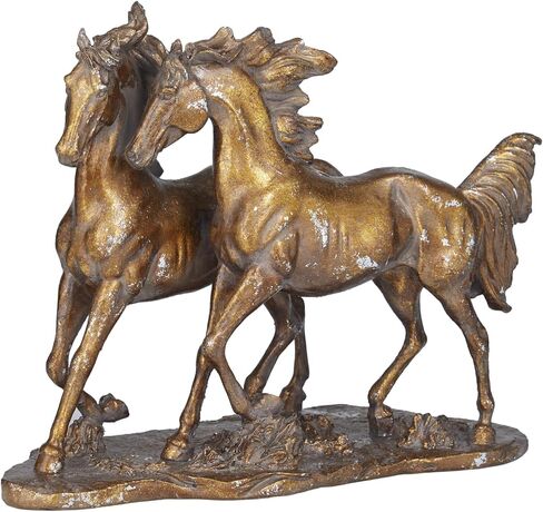 Deco 79 Polystone Horse Decorative Sculpture Home Decor Statue, Accent Figurine 14" x 6" x 11", Bronze in Saudi Arabia
