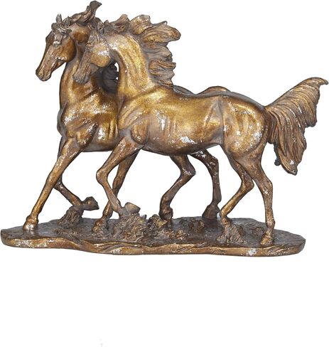 Deco 79 Polystone Horse Decorative Sculpture Home Decor Statue, Accent Figurine 14" x 6" x 11", Bronze in Saudi Arabia