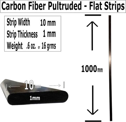 – Flat Carbon Fiber RODS - 1mm x 10mm x 1000mm – Pultruded Flat Solid Rod - Black Matte Finish - Pure Solid Carbon Fibre Flat Strips - for RC Planes-Drones, Boat DIY Craft Projects in Saudi Arabia