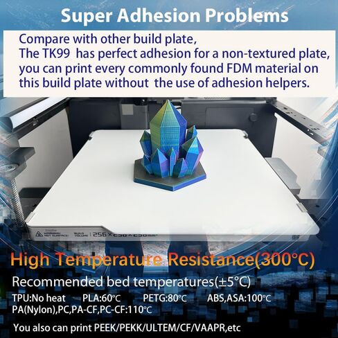 لوحة بناء JUUPINE TK99 لطابعة Bambu Lab X1/X1C/X1E/P1P/P1S ثلاثية الأبعاد، لوحة سطح بناء طابعة ثلاثية الأبعاد، ورقة شبه مرنة، سمك 257X257X1.5 مم، سطح أملس مزدوج الجوانب (لون أبيض) in Kuwait