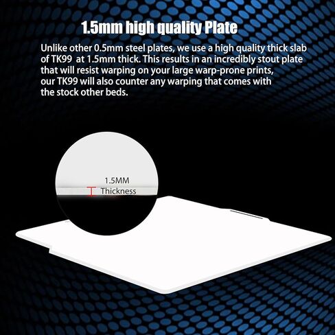 لوحة بناء JUUPINE TK99 لطابعة Bambu Lab X1/X1C/X1E/P1P/P1S ثلاثية الأبعاد، لوحة سطح بناء طابعة ثلاثية الأبعاد، ورقة شبه مرنة، سمك 257X257X1.5 مم، سطح أملس مزدوج الجوانب (لون أبيض) in Kuwait