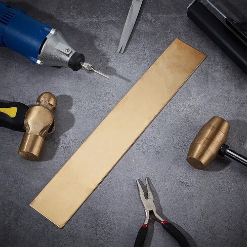 OLYCRAFT ورقة نحاسية 12 × 2 بوصة ورقة نحاسية ذهبية 2 مم سميكة مستطيلة من النحاس الخام مادة صفائح نحاسية معدنية مستطيلة ورقة معدنية فارغة لنماذج ختم المعادن إصلاحات الحرف اليدوية in Saudi Arabia