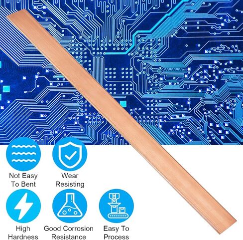 OLYCRAFT ورقة نحاسية 12 × 2 بوصة ورقة نحاسية ذهبية 2 مم سميكة مستطيلة من النحاس الخام مادة صفائح نحاسية معدنية مستطيلة ورقة معدنية فارغة لنماذج ختم المعادن إصلاحات الحرف اليدوية in Saudi Arabia